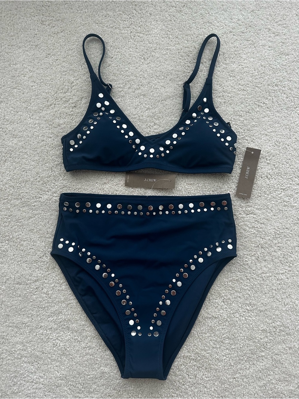 J. Crew Navy Studded High-Waist Bikini